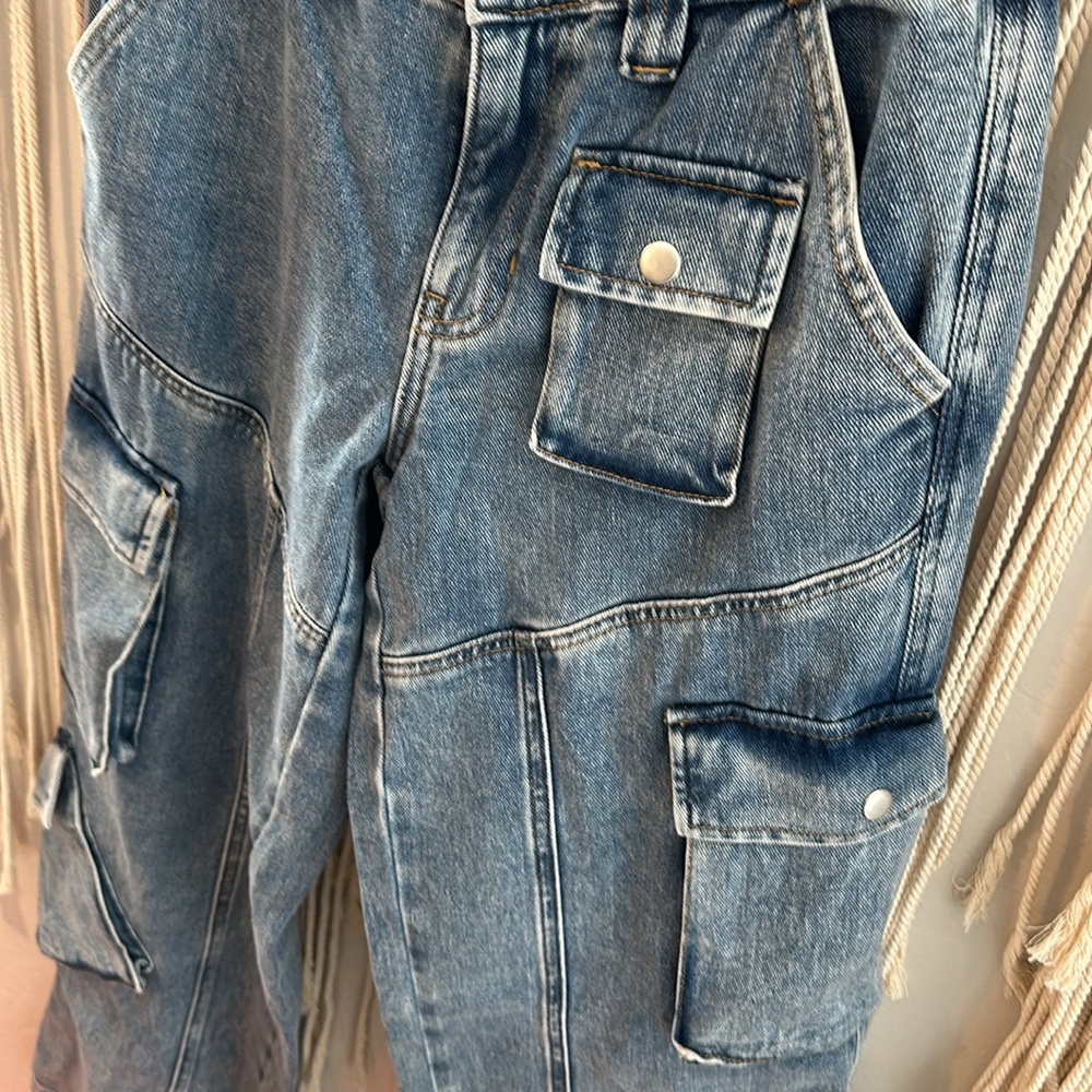 PacSun Light Blue Low Rise Puddle Cargo Jeans - Picture 6 of 7